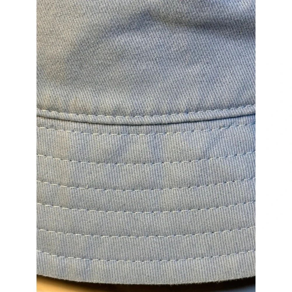Abercrombie Bucket Hat Womens OS Light Blue Sunflower Embroidered Cotton